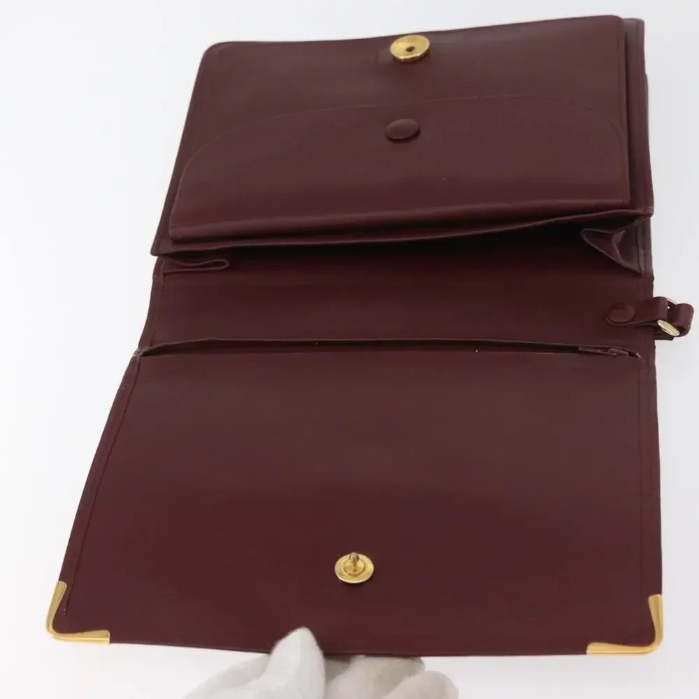 Cartier Leather Must Line Clutch Bag Bordeaux Gold